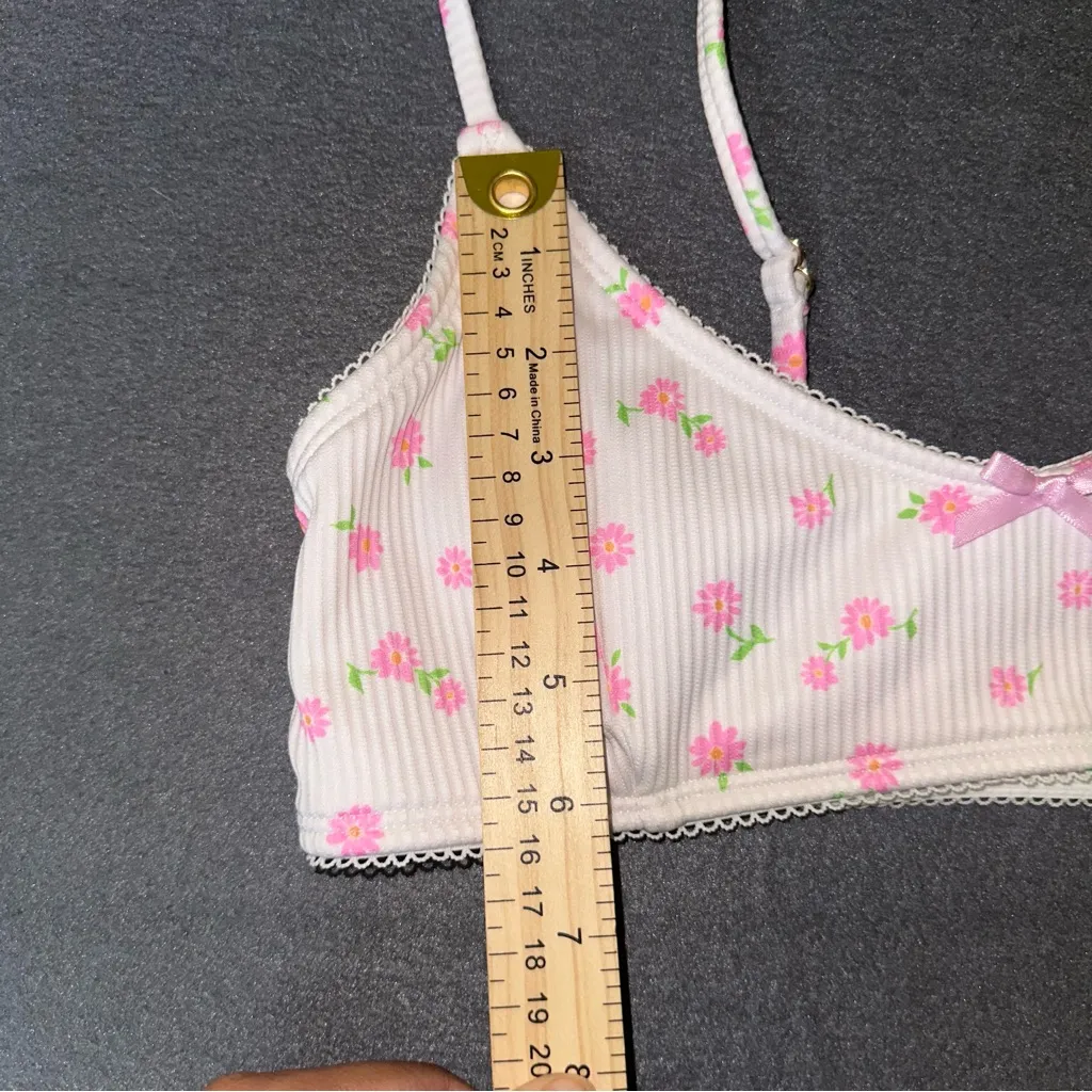 Forever 21 Cottage core Floral Bikini Top with Bow - Image 4