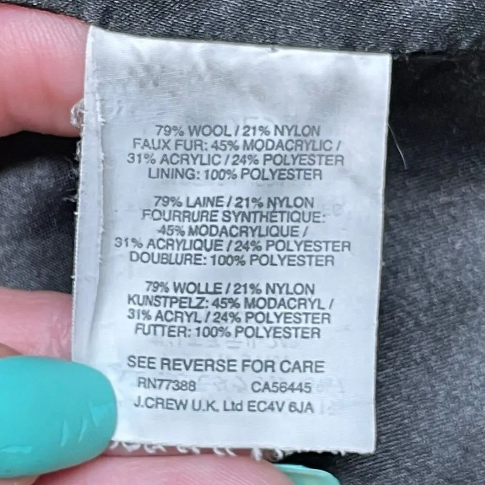 J.Crew Chateau Wool Coat 10 Parka Black Italian Stadium Cloth Nello Gori Hood - Image 13