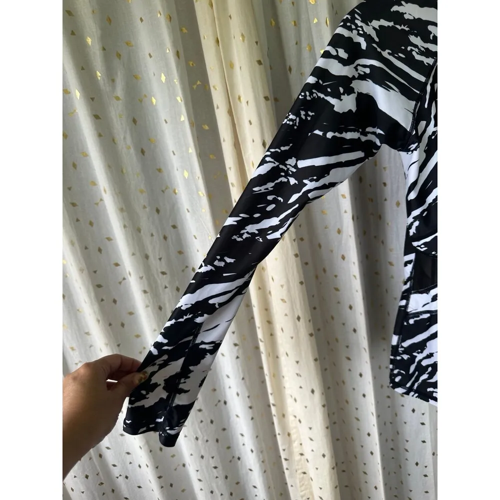 AXESEA Long Sleeve Rash Guard UPF 50+ UV Sun Protection Zip Front Swimsuit 6 Black - Image 3