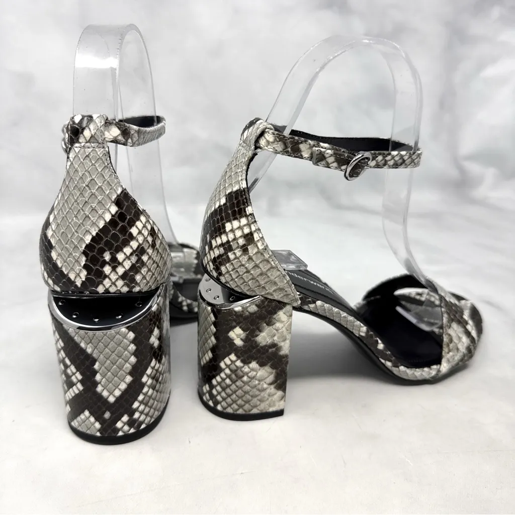 NEW Alexander Wang Snakeskin Leather Block Heel Cutout Ankle Strap Sandals 36.5 - Image 4