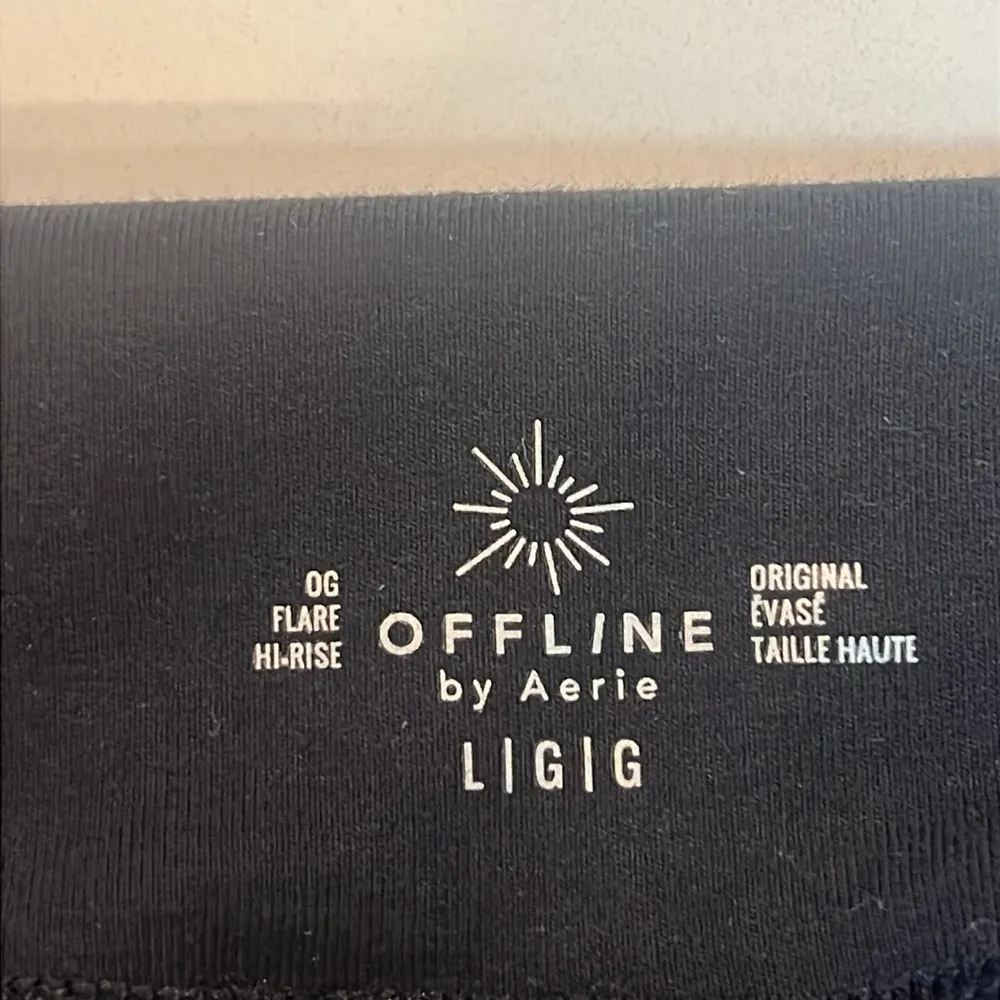 Aerie Offline OG Super Flare Foldover Hi-Rise Leggings Black Size Large L - Image 9
