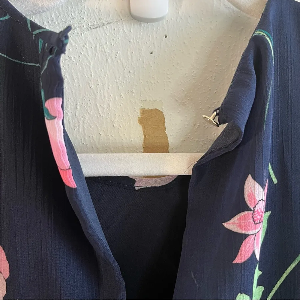 Tommy Hilfiger Dress Floral Navy Blue Sleeveless Chiffon Trapeze Dress Sz 6 NWT - Image 14