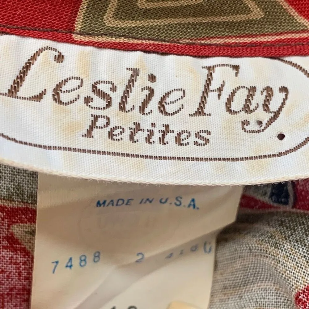 Vintage Shirt Dress Red Abstract Geometric Art Print Long Sleeve Midi Petite 12 - Image 10