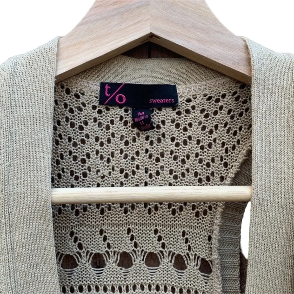 T/o boho knit vest medium Tan - Image 2