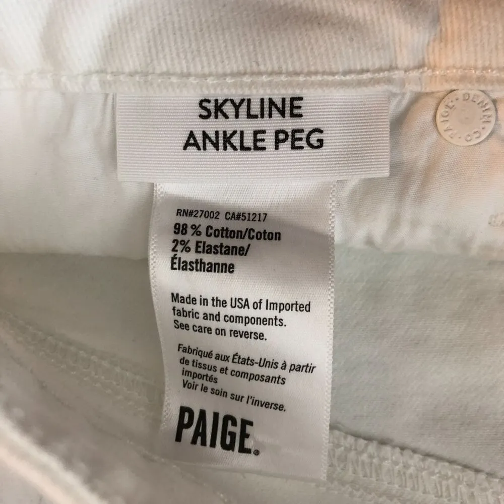 Paige Womens Skyline Ankle Peg Jeans Crisp White Denim Size 27 - Image 5