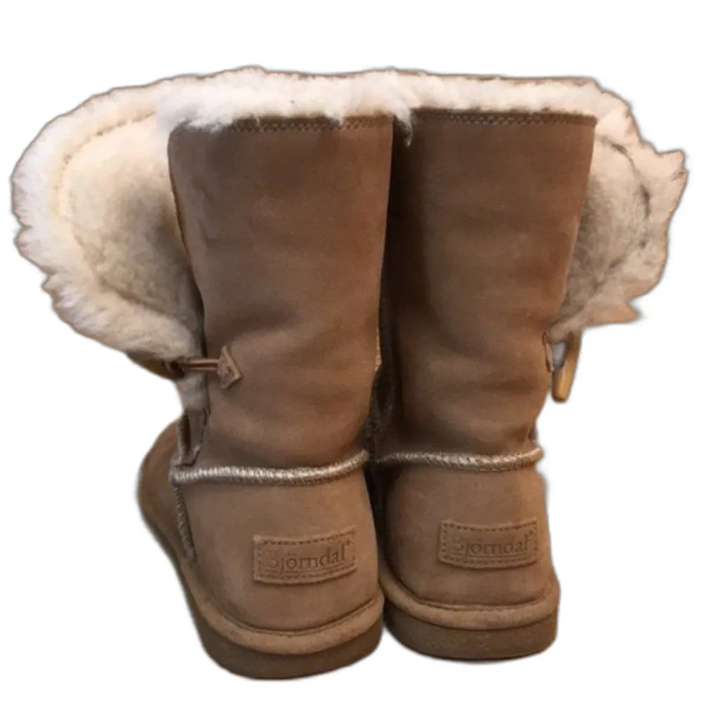 Bjorndal Mid Calf Boots Light Brown Suede Round Toe Slip On shoes size 9 - Image 6