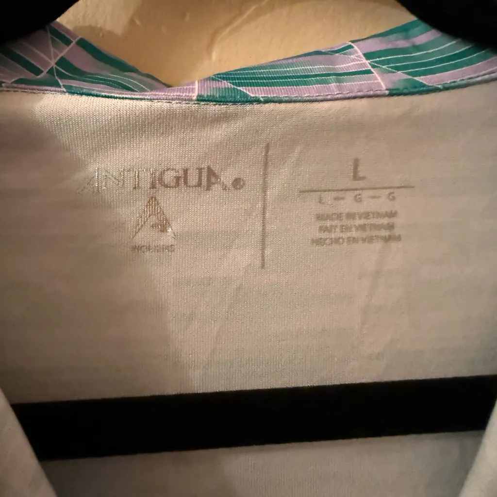 Antigua Polo with Purple and Green Accents Sz.L - Image 3
