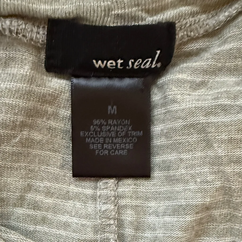 Wet Seal| Casual Striped Olive and White Striped Tank Top with Palm Tree Accent - Image 6