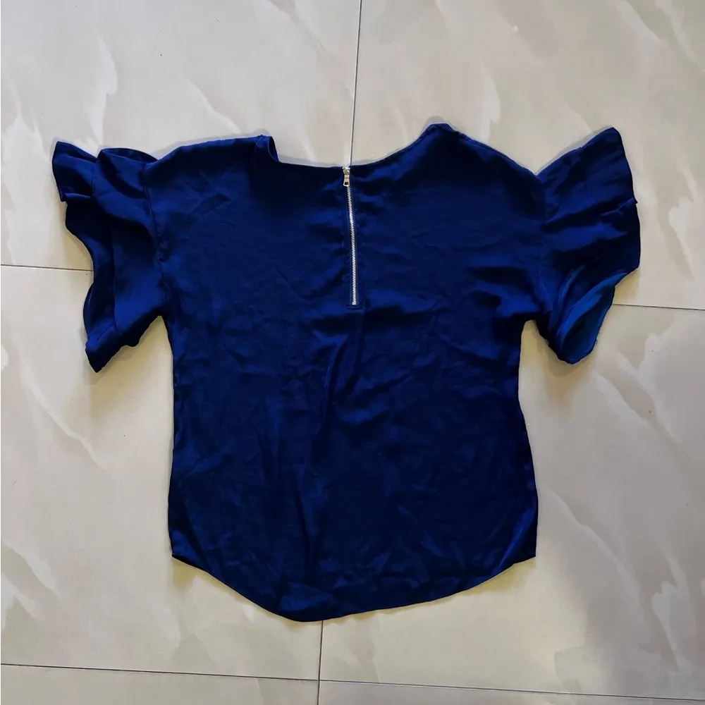 Naked Zebra Women Sky Blue Polyester Round Neck  Short Sleeve Top Blouse Small - Image 14