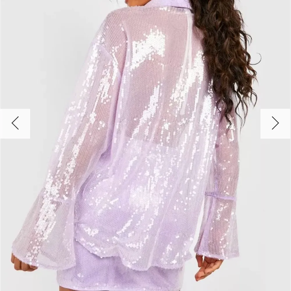 💜 BOOHOO PURPLE PASTEL SEQUIN CUFF SHIRT 💜 - Image 3
