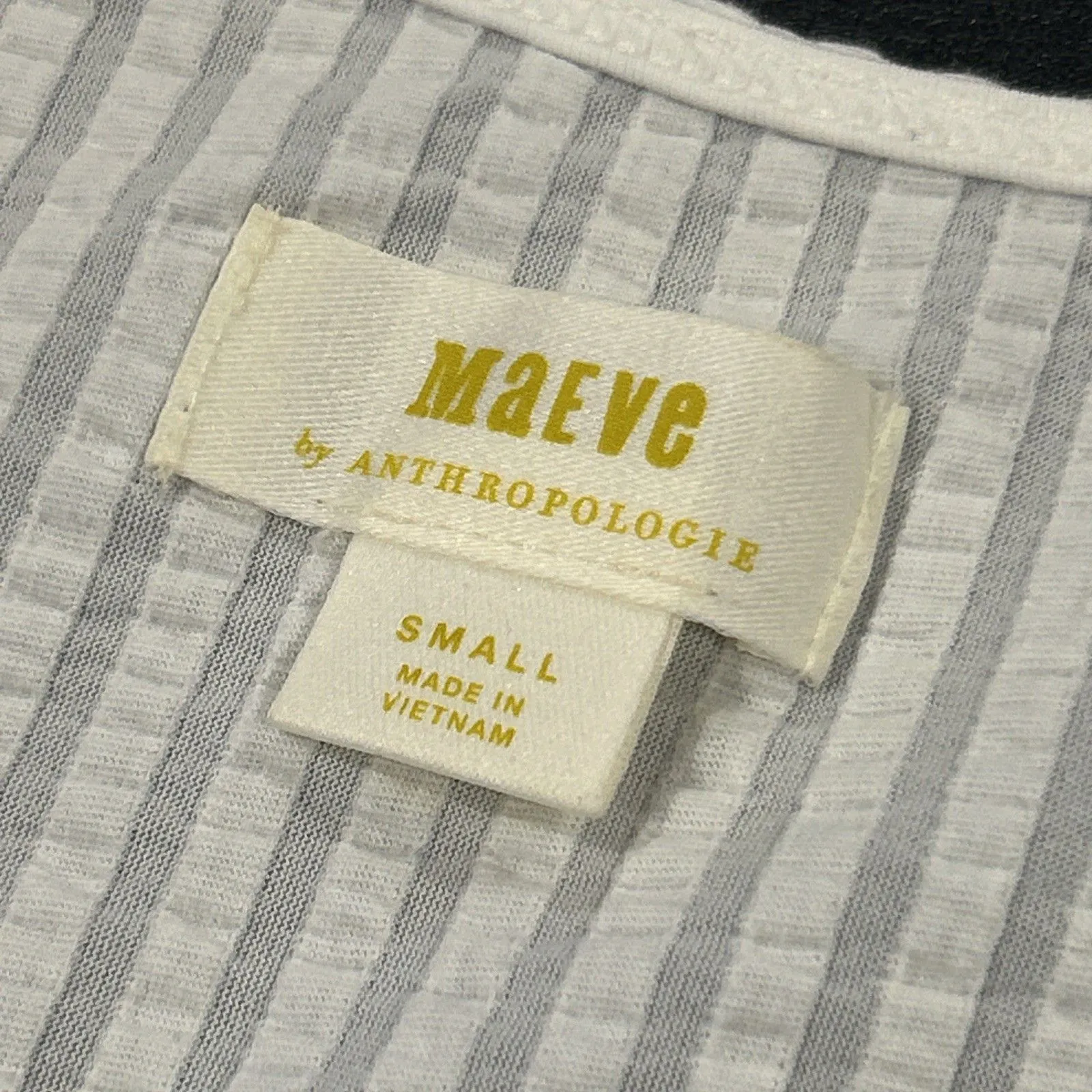 Anthro Maeve Tank Top Womens Small White Textured Square Neck Cotton Stretch - Image 2