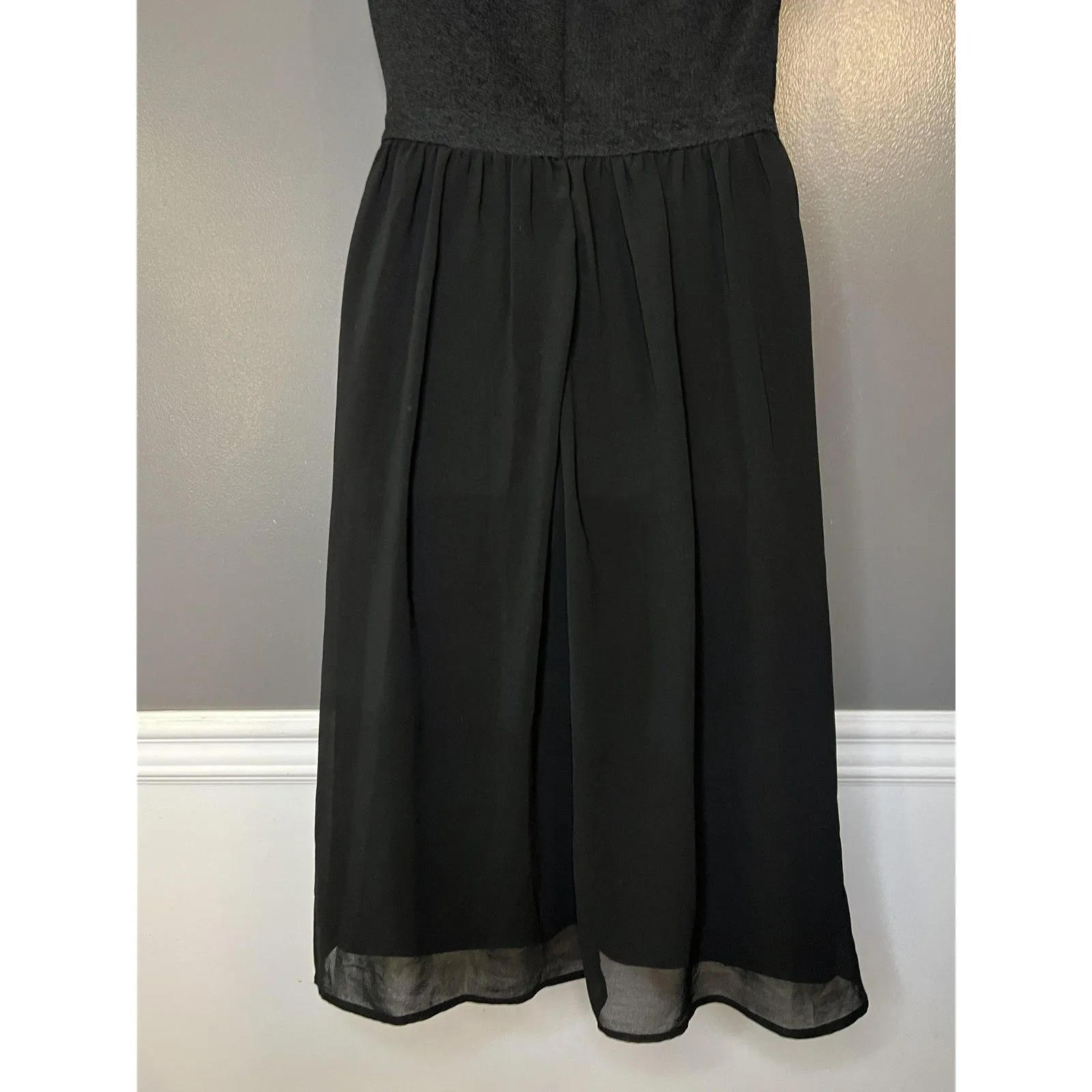 Antonio Melani Dress Womens XS Black Chiffon Fit Flare Sleeveless Midi Cocktail - Image 8