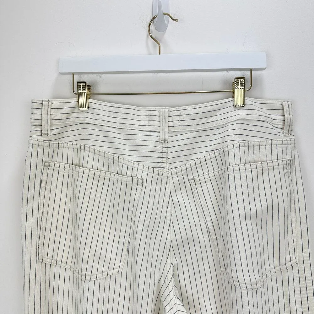Madewell Low Slung Baggy Jeans Grey Railroad Stripe White Cream Rigid US 30 NWT - Image 12