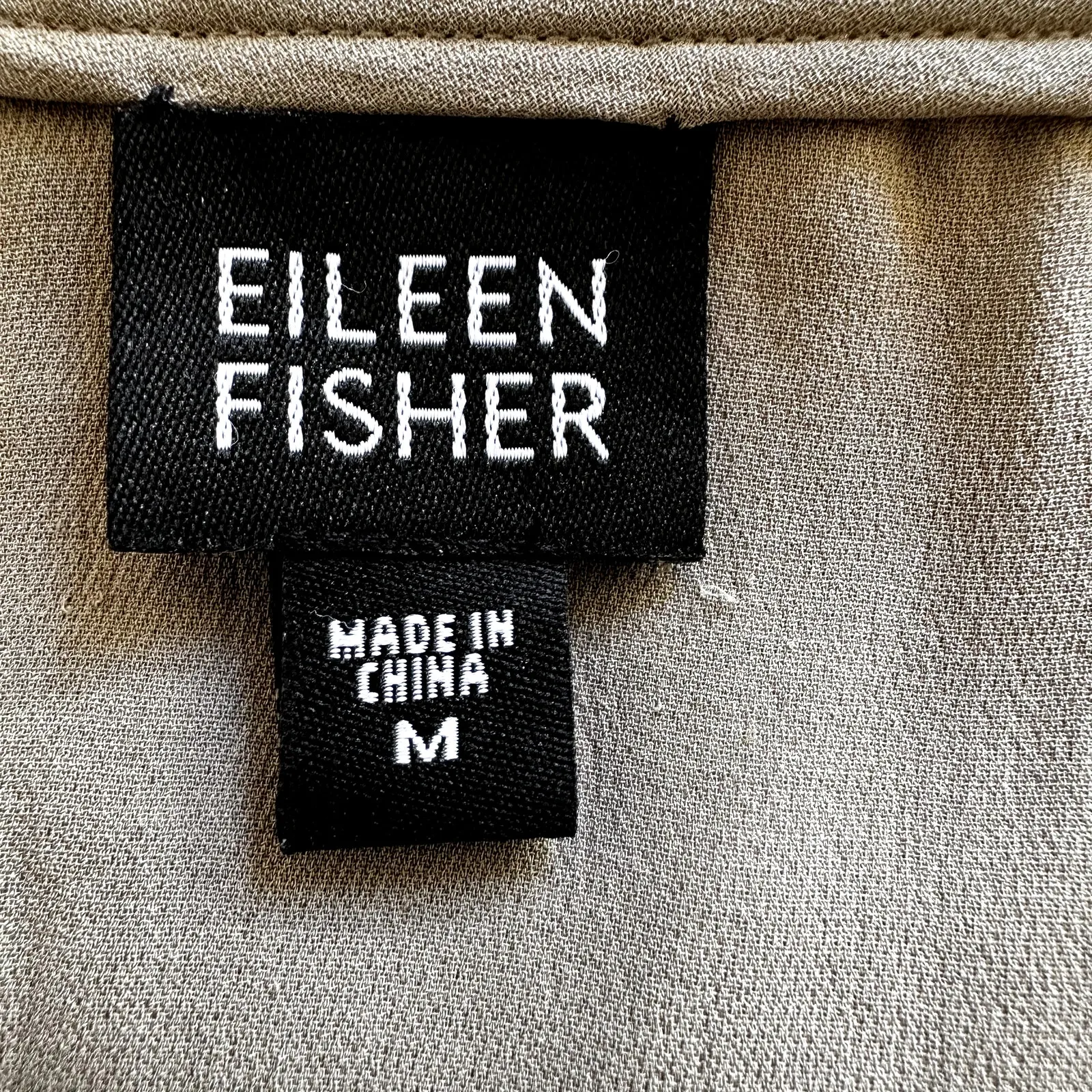 Eileen Fisher Midi Skirt Silk A Line Elastic Waist Side Zip Beige Medium - Image 3