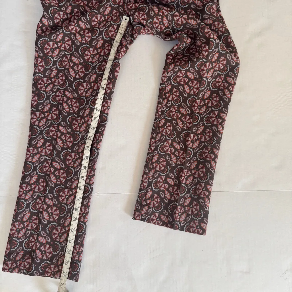 NWT Anthropologie The Essential Slim Straight Trousers  Brown Brocade Print sz 6 - Image 12