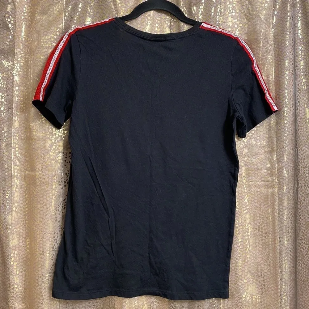 PINK Victoria’s Secret black/red rhinestone sequin bling t-shirt, size S - Image 7