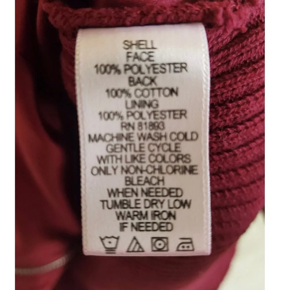 Liz Claiborne Vest Women's Small Burgundy Red Full Zip Vest with Sweater Back - Image 5