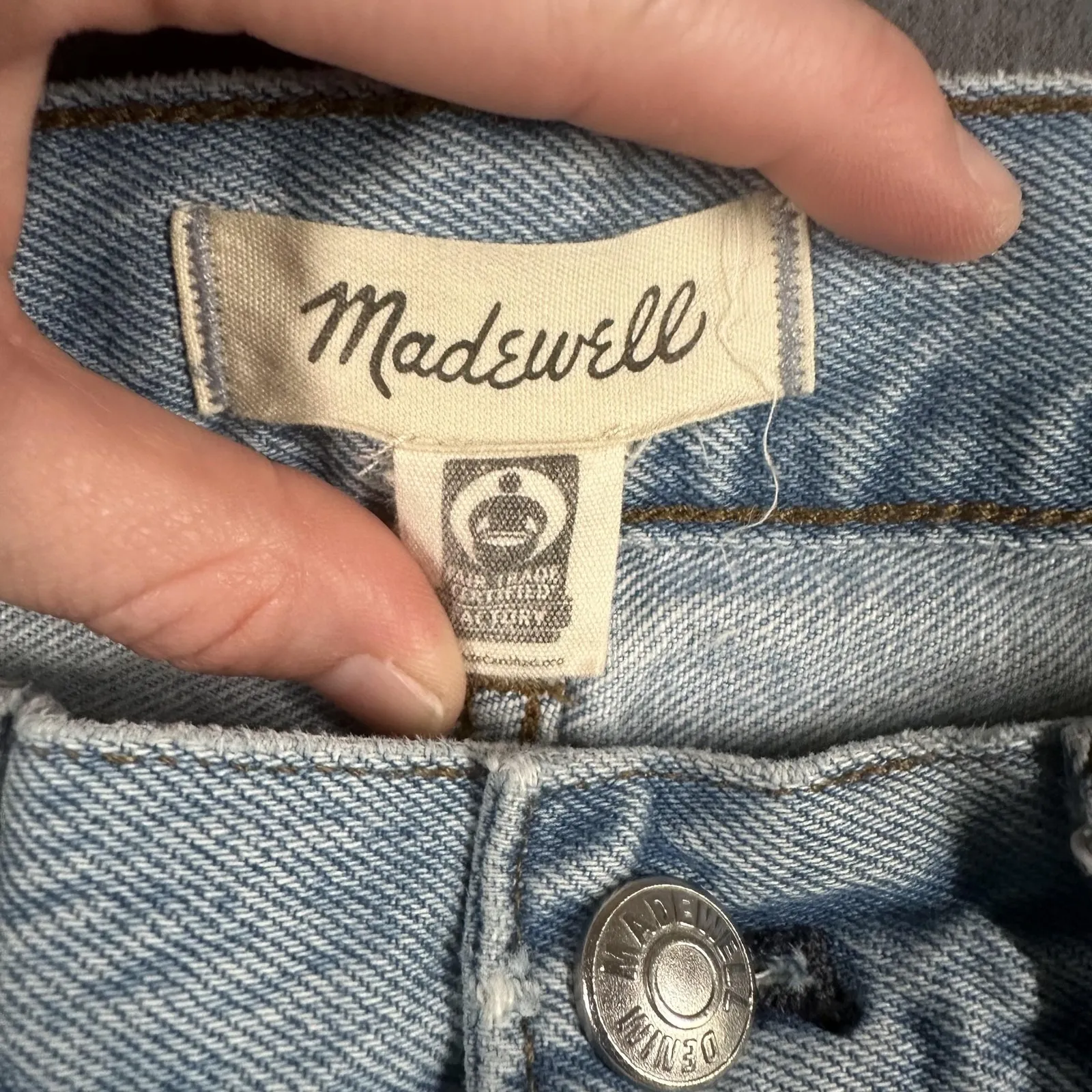 Madewell Low-Slung Baggy Jeans Womens 24 Light Wash Wide Leg Distressed Cuffed - Image 8