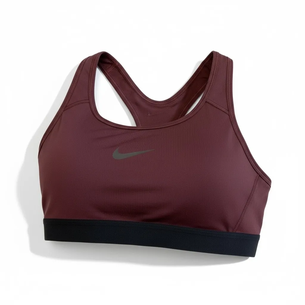 Nike Dri Fit Maroon Black Racerback Medium Support Sports Bra Women's Size M - Image 2