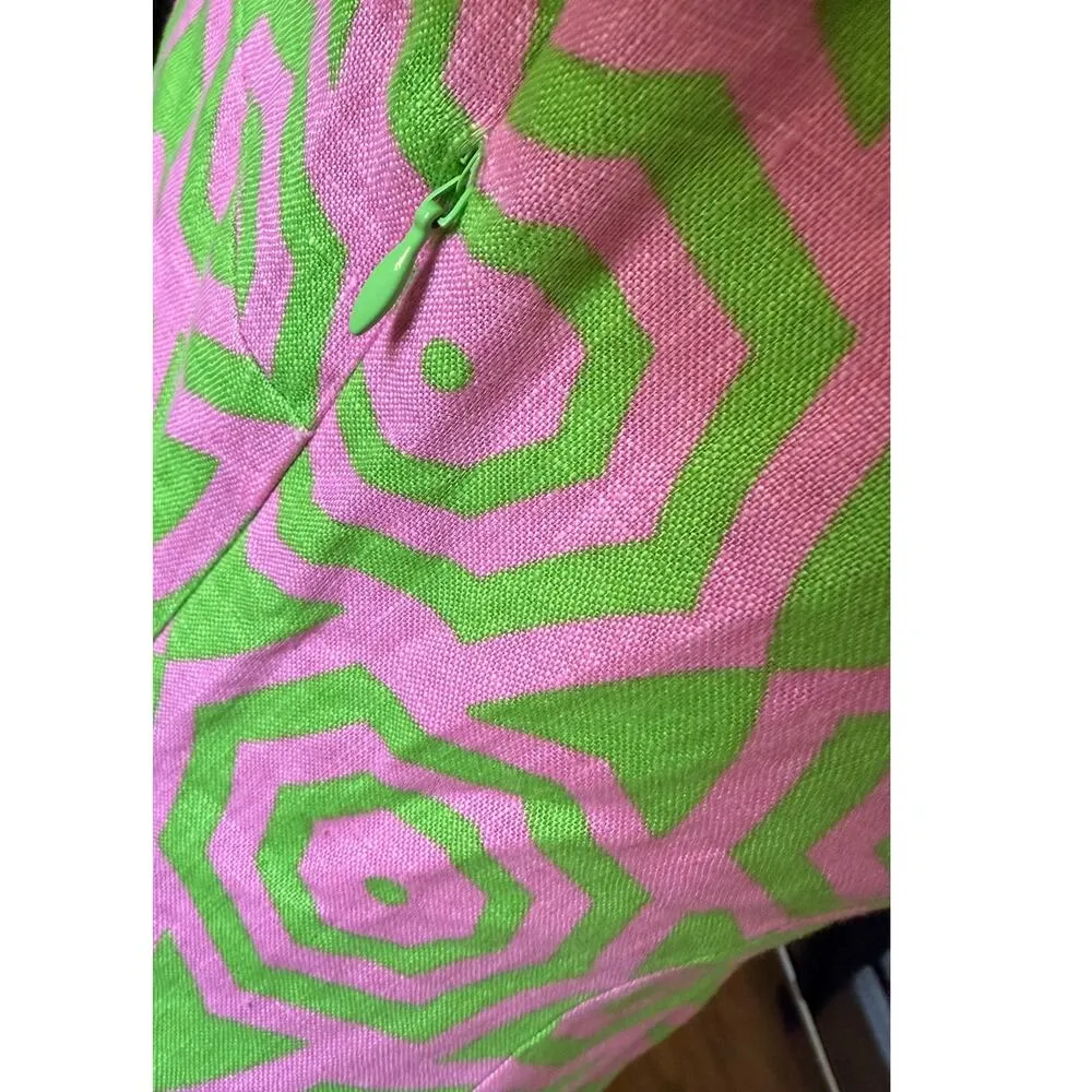 STS Sail to Sable 100% Linen Pink & Green Print Mini Dress Cover - Image 5
