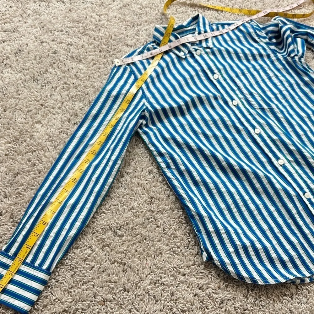 J. Crew Classic Cotton Striped Long Sleeve Button Down Shirt Top Women’s 4 Blue - Image 5