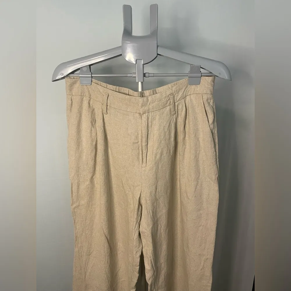 A New Day Linen Blend Wide Leg Pleated Pants High Waist Casual Trousers khaki 10 - Image 2