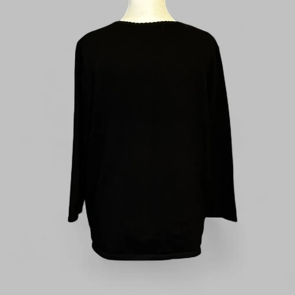 Alfred Dunner Black Beaded Sweater Women’s Medium – Silver Embellished Pullover - Image 3