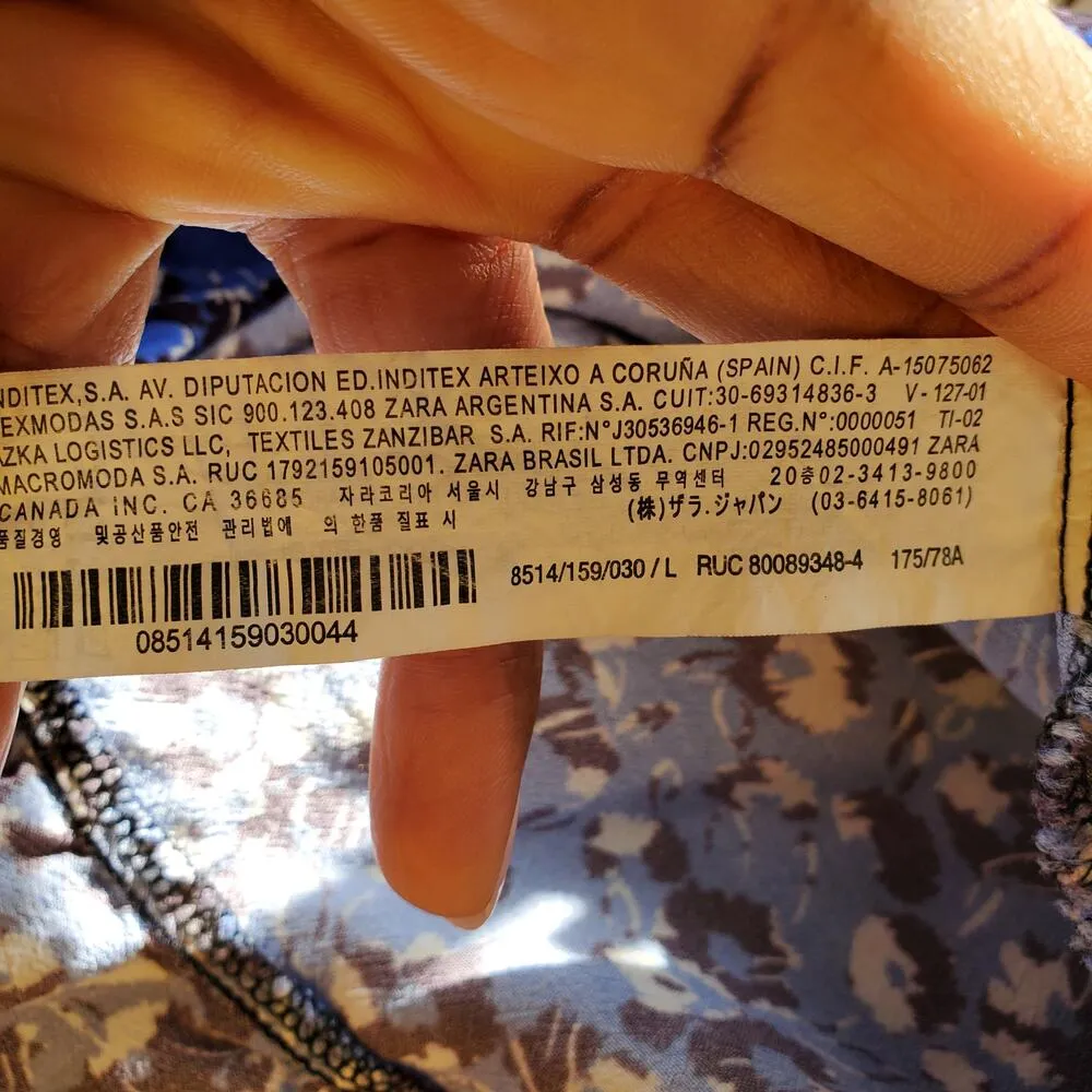 Zara Blue Mini Floral Wrap Skirt L - Image 8