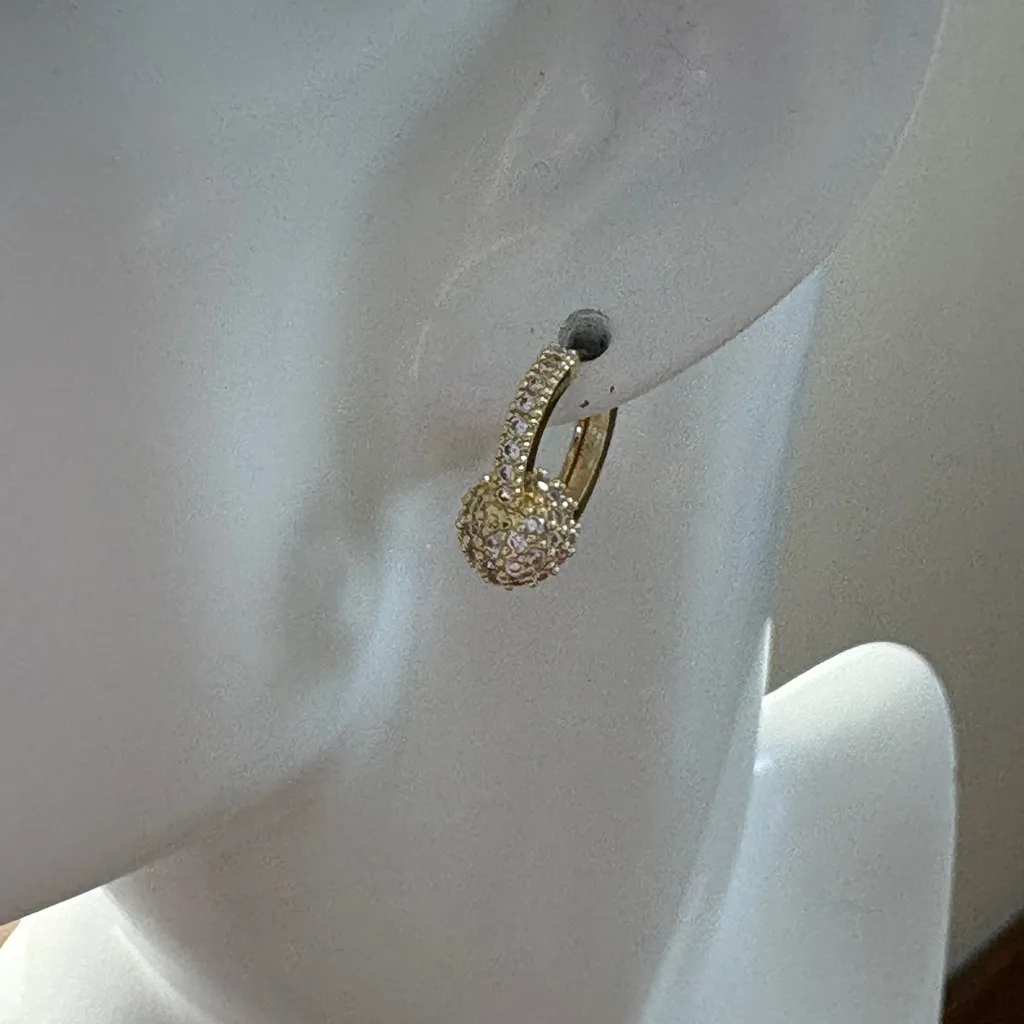 Sparkling Gold Pave Hoop Earrings - Image 4