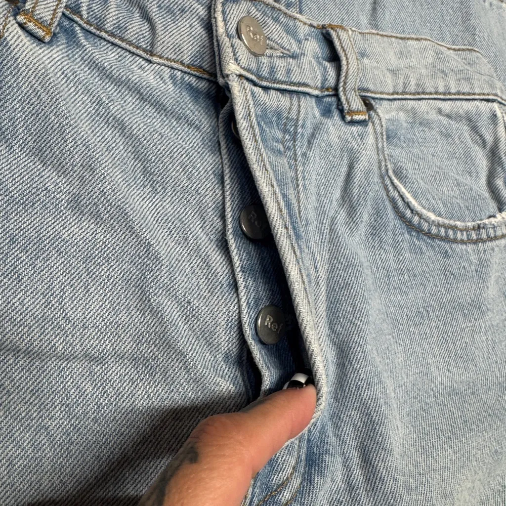 Reformation Tahoe Cynthia Patch High Rise Straight Button Fly Denim Jeans-26 - Image 7