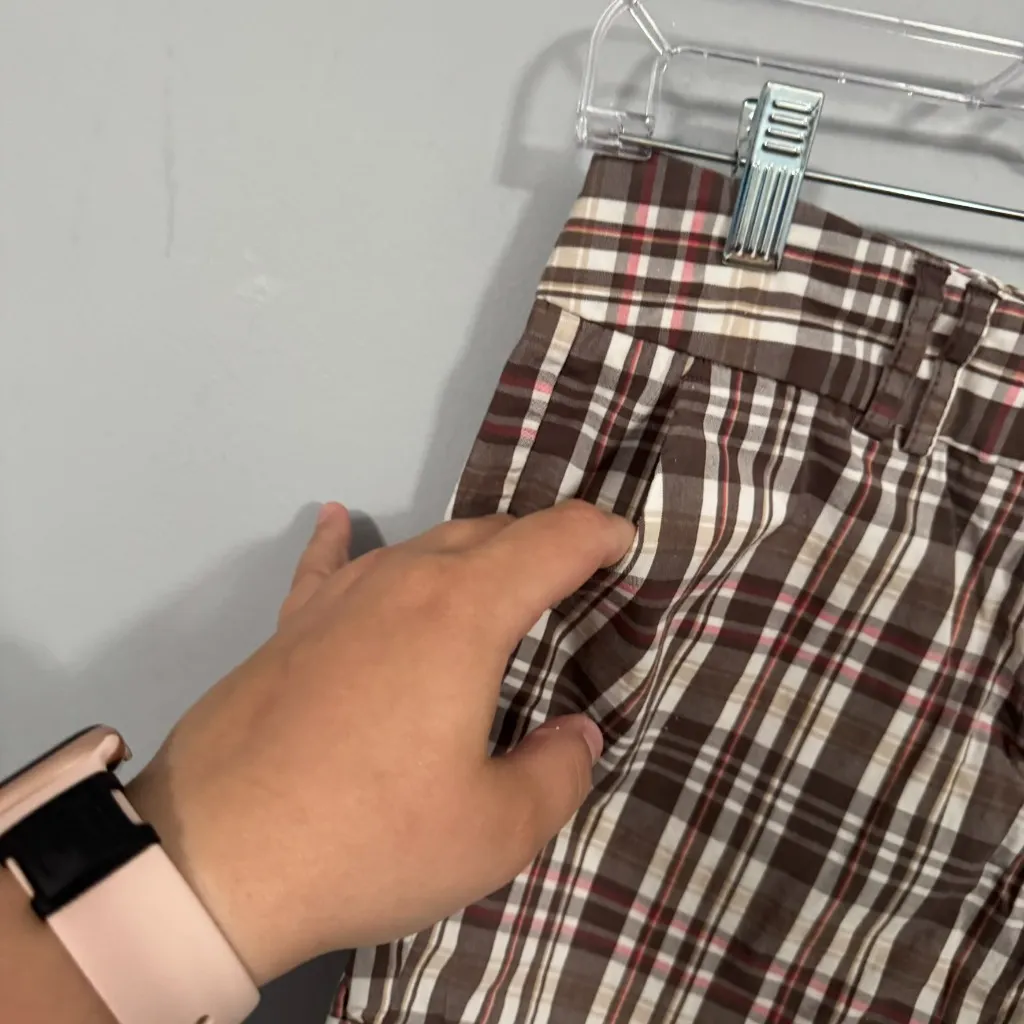 Land ‘N Sea Brown Plaid Women's Shorts Size 6 w/ Pockets Cotton & Spandex - Image 2