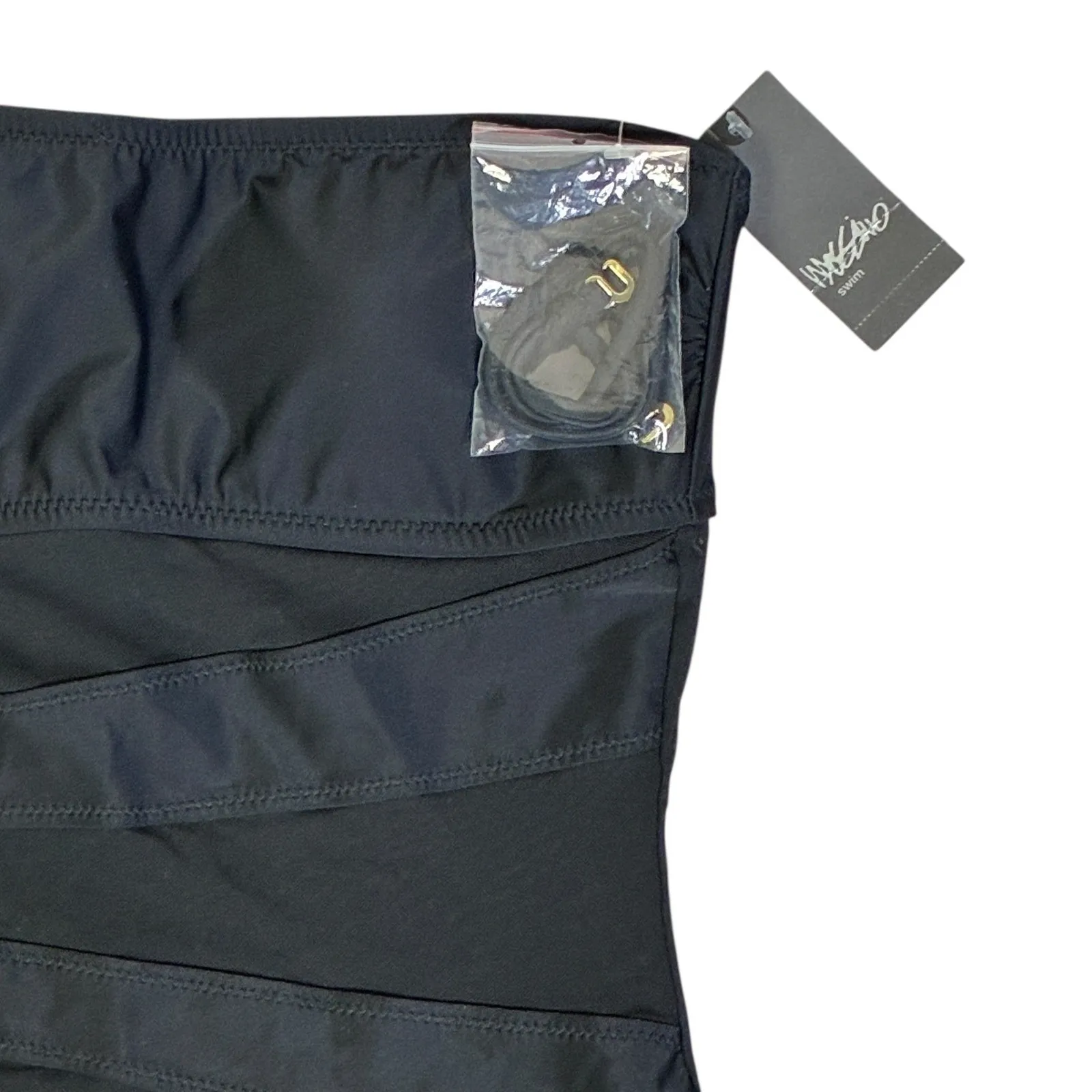 Mossimo Womens Bandeau Ruched Mesh One Piece Swimsuit Size S Black Minimalist - Image 4