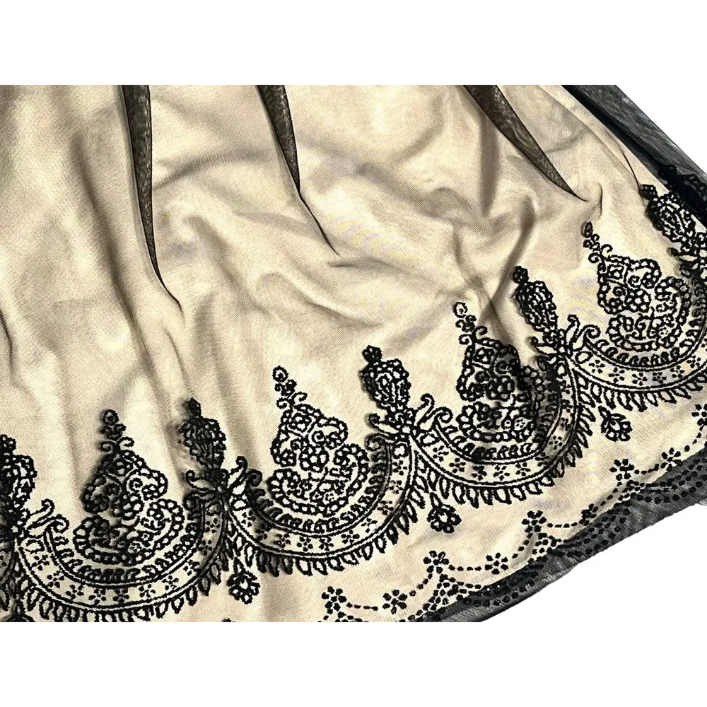 Davids Bridal Cocktail DRESS Womens Size 2 Black Beaded Lace Mesh Mob Wife - Image 9