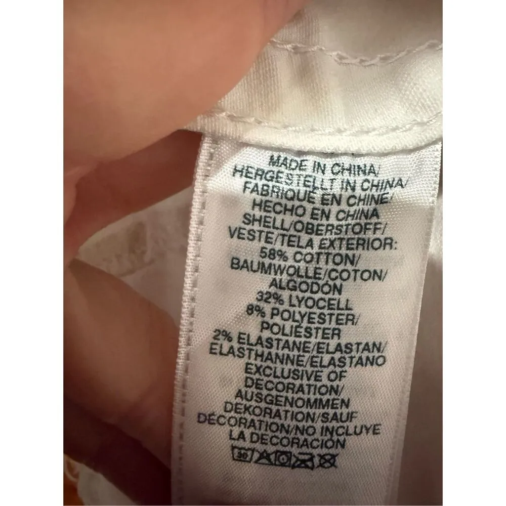 True Religion Fashion trucker with Red Logo on Sleeves Sz XS White Jean Jacket - Image 11