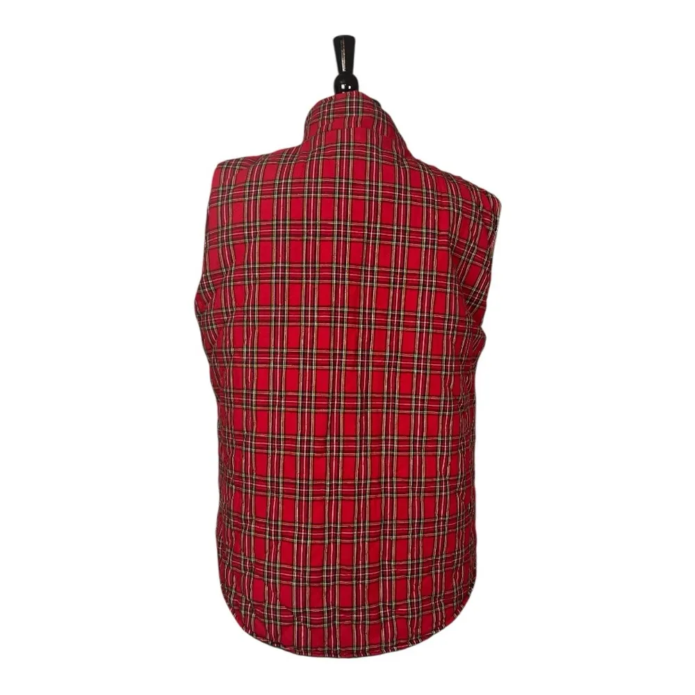 Glizy Quilted Vest Snap Front Reversible Green Red Plaid Women’s Size 2XL - Image 9