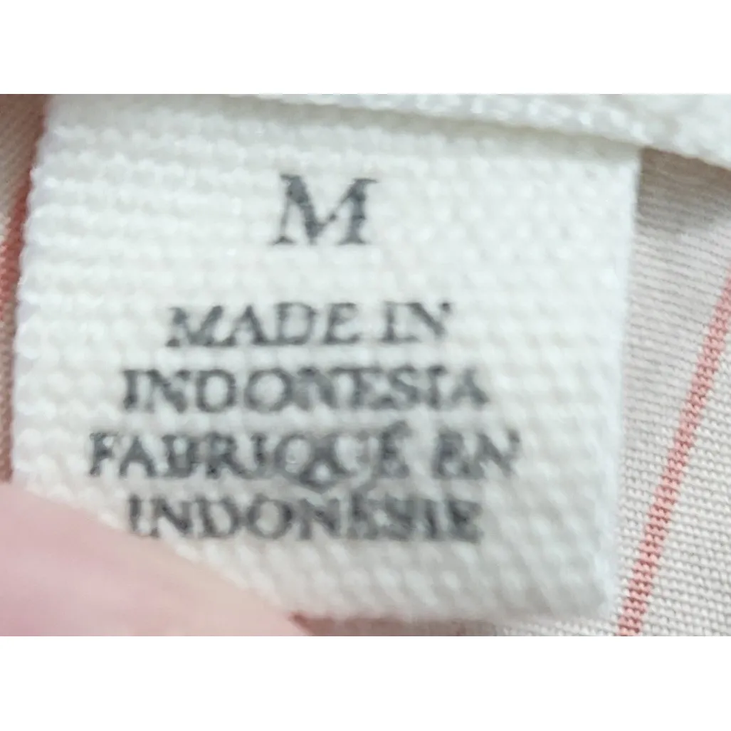 Treasure & Bond Striped Puff Sleeve Button Back Blouse‎ Womens Medium Pink White - Image 5