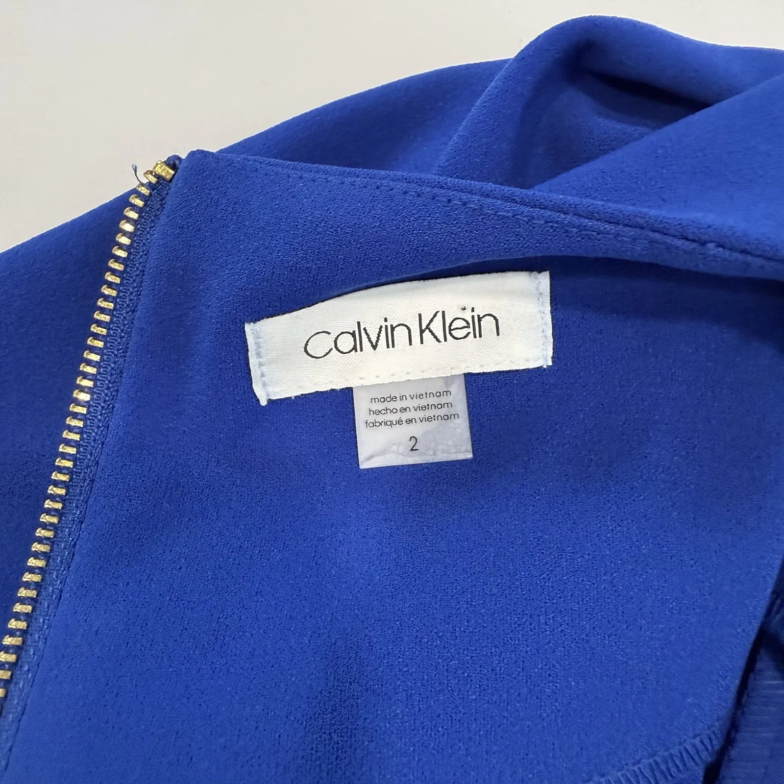 Calvin Klein Royal Blue Puff Sleeve Stretch Crepe Sheath‎ Dress Size 2 - Image 11