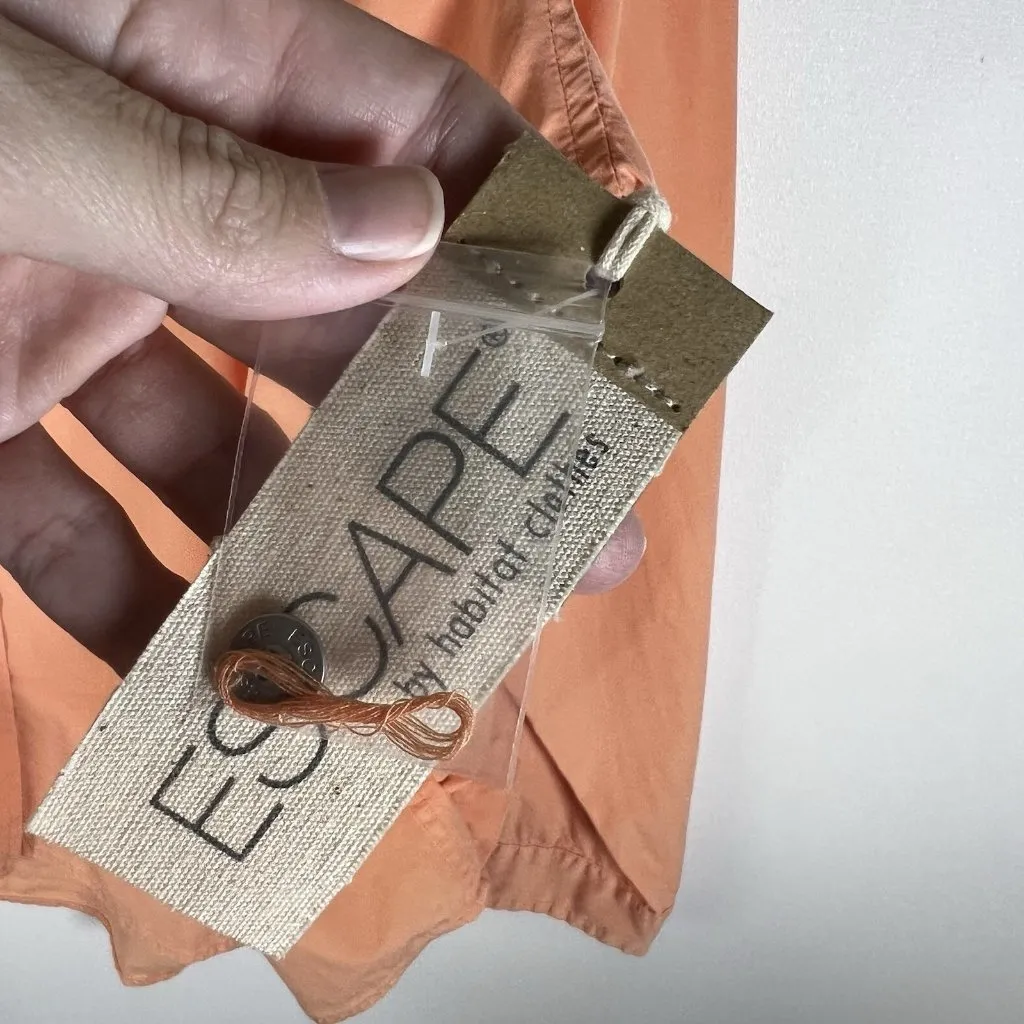 Escape by Habitat Shirt XL Women Button Up Long Sleeve Orange Lightweight Cotton - Image 7