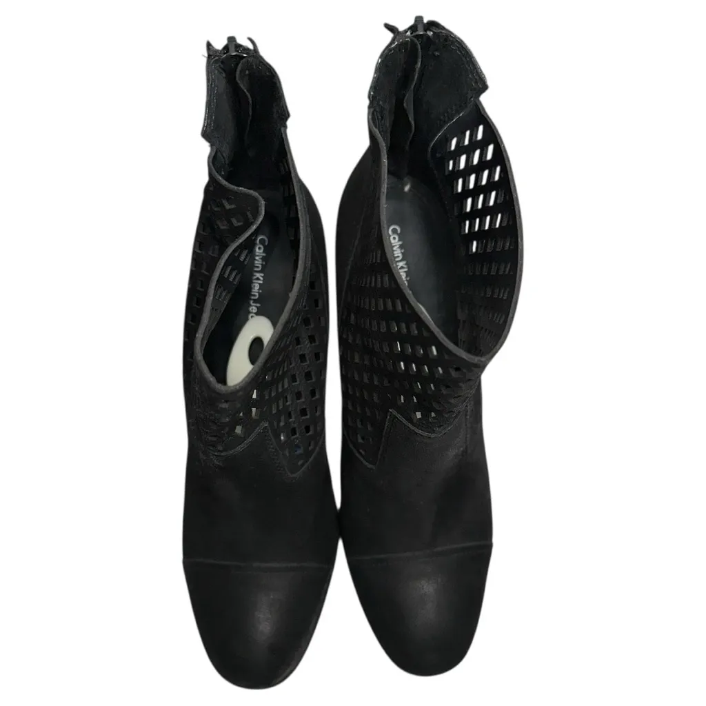 Calvin Klein Jeans Women’s Size 10 Black Suede Cutout Perforated Booties - Image 3