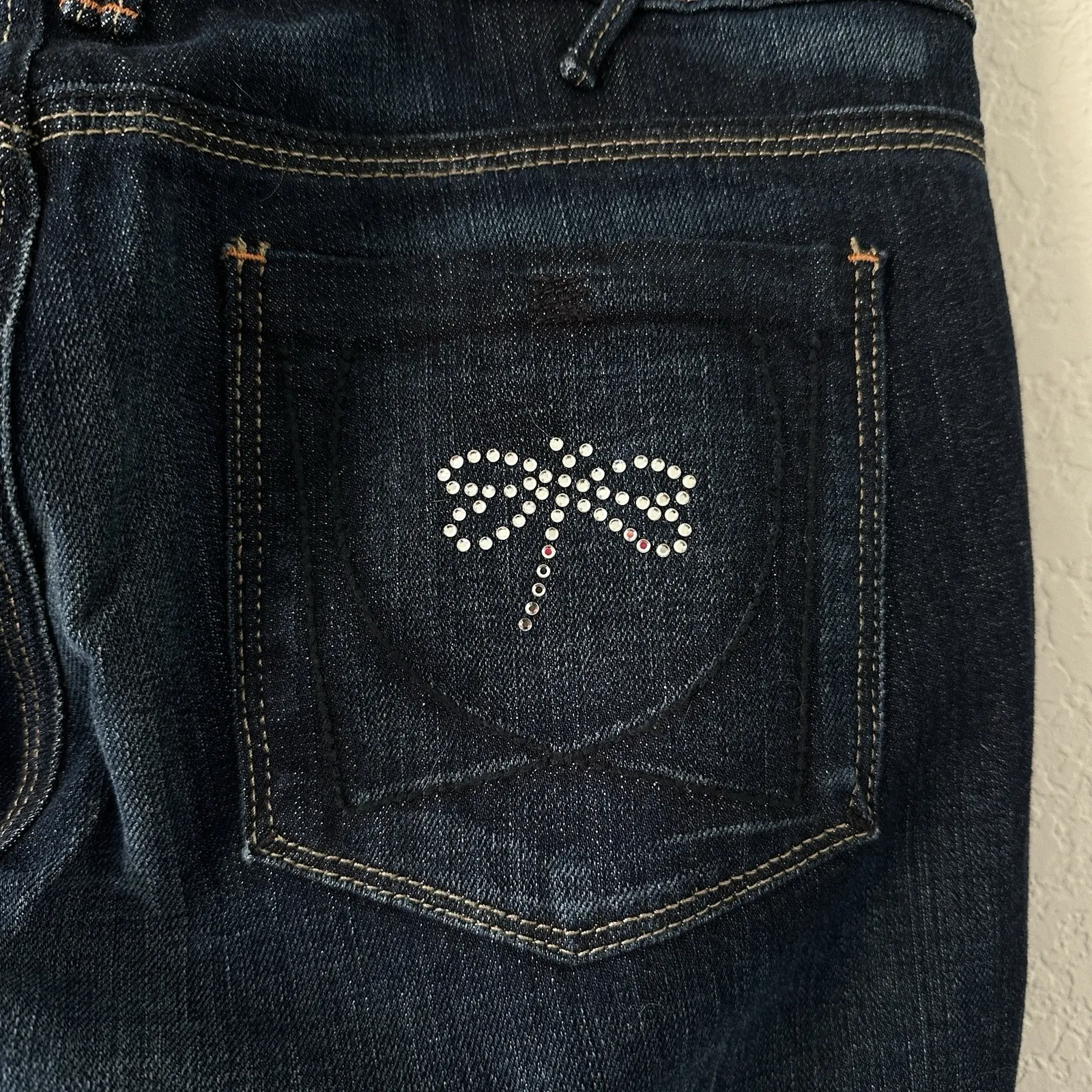 VTG U by Yanuk Flared Bootcut Blue Jeans Embellished Firefly 29 Dark Wash 90s - Image 7