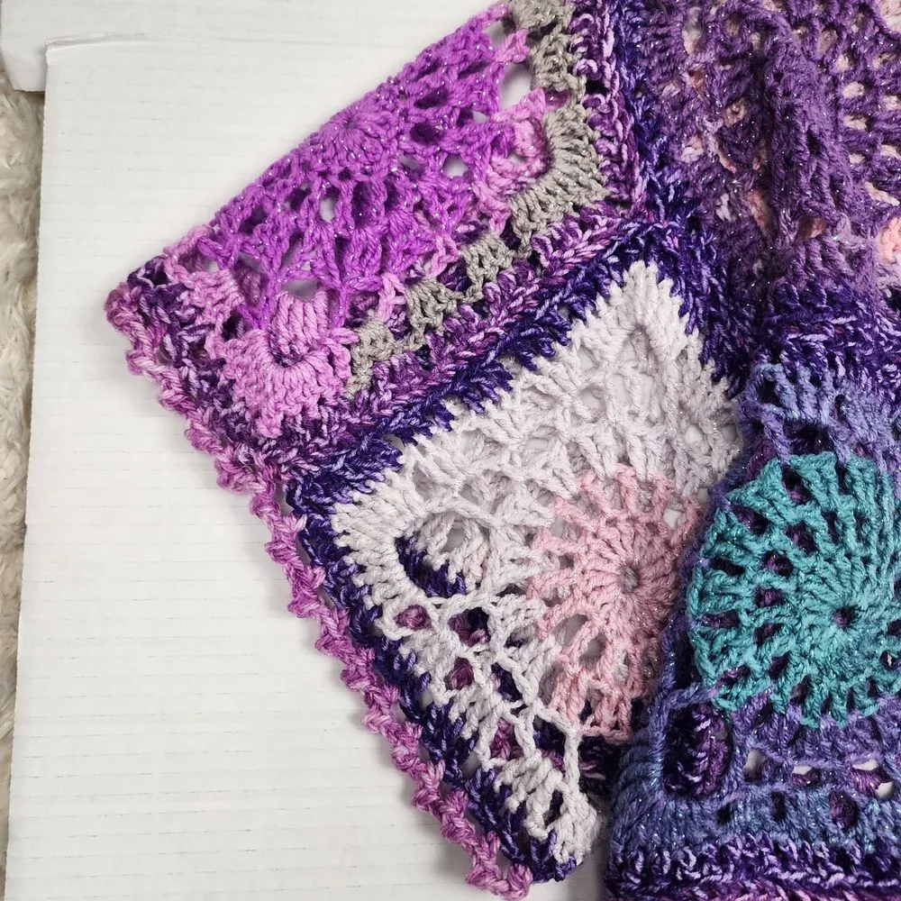 New Handmade Boho Crochet Granny Square Patchwork Top - Image 9