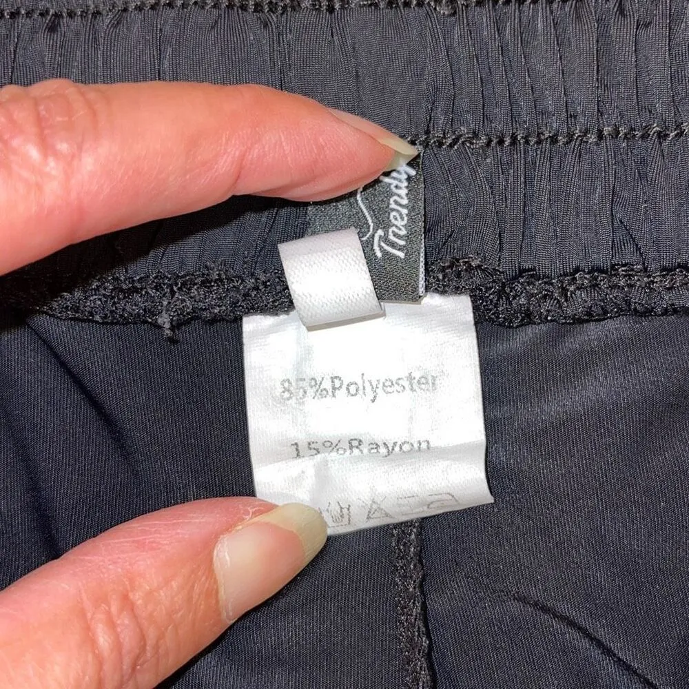 Trendy Womens Drawstring Elastic Waist Flowy Athletic Shorts‎ Black Size XL - Image 5