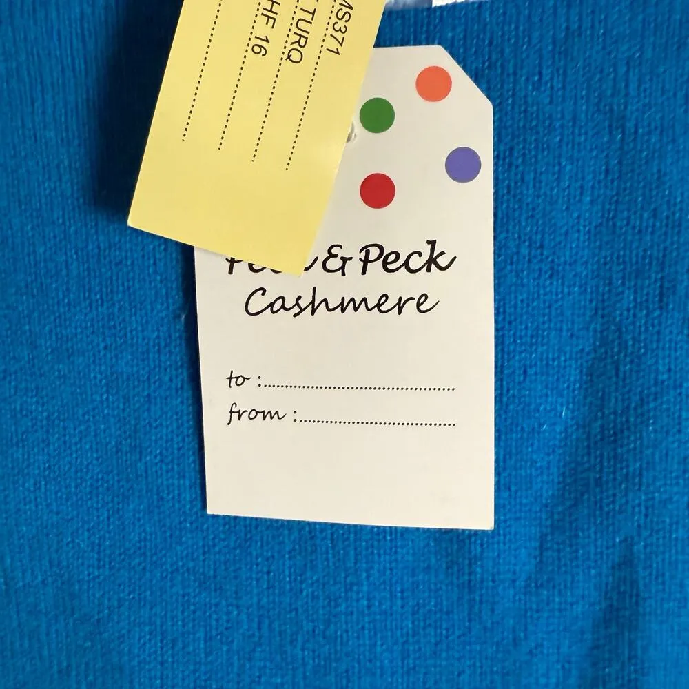 Peck & Peck 100% 2-Ply Cashmere Blue Long Sleeve Pullover Sweater Size Large - Image 7