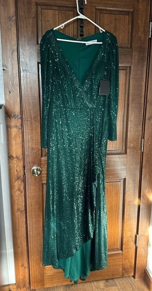 IEENA FOR MAC DUGGAL Sequin Wrap Evening Gown - Image 4