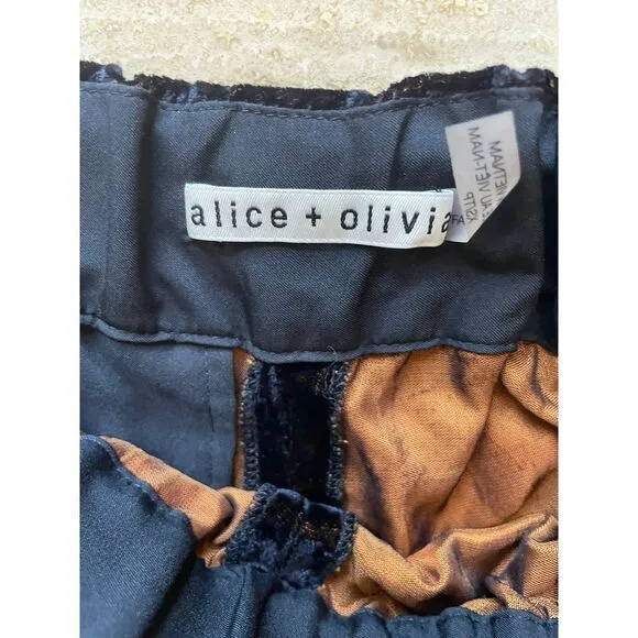 Alice + Olivia Black brown‎ Velvet Joggers Lounge Pants Elastic Waist Cuffs XS - Image 2