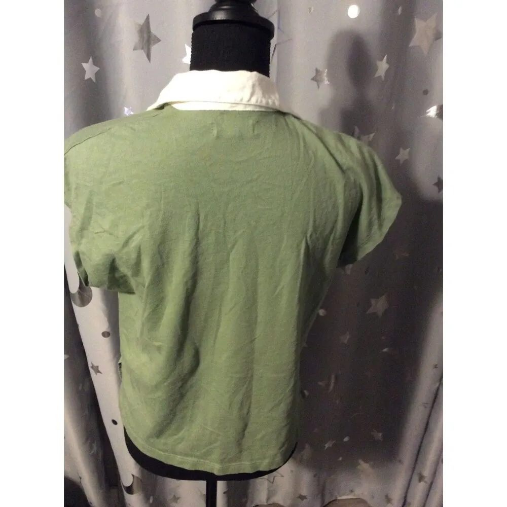 Madewell Green Collar Soft Top Size Small S womens Polo Tee V Neck - Image 2