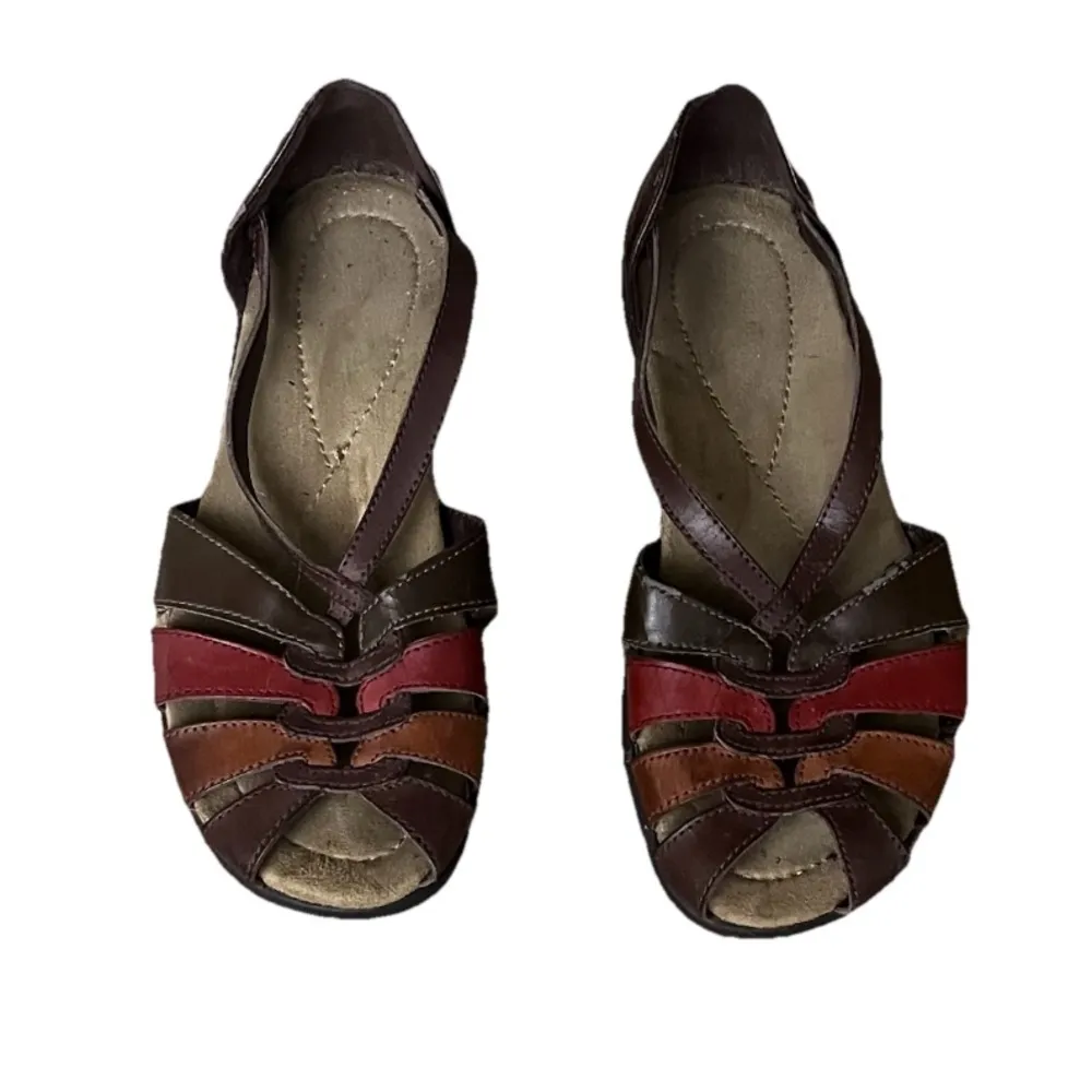 Thom McAn Doris Leather Woven Sandals Women’s 7.5 – Boho Hippie Forest Fairy Brown - Image 4