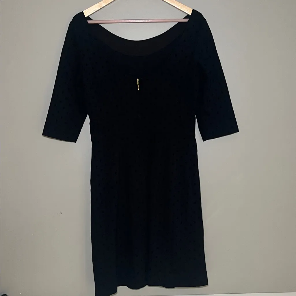 Kate Spade Magdalena Black Polka Dot Dress with Bow Detail at Waist Size 10 - Image 7