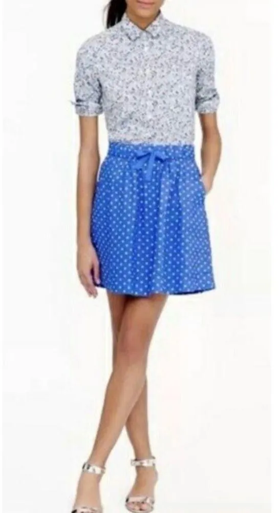 J Crew Boardwalk Linen Skirt Polka Dotted 2 - Image 2