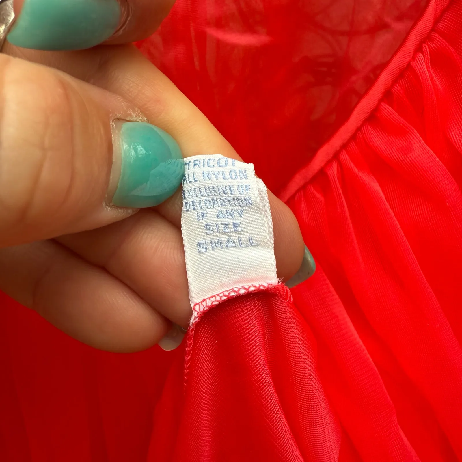 VTG 60s Vanity Fair 2 Layer Red Chiffon Peignoir Robe Nightgown Satin Lace Set S - Image 6